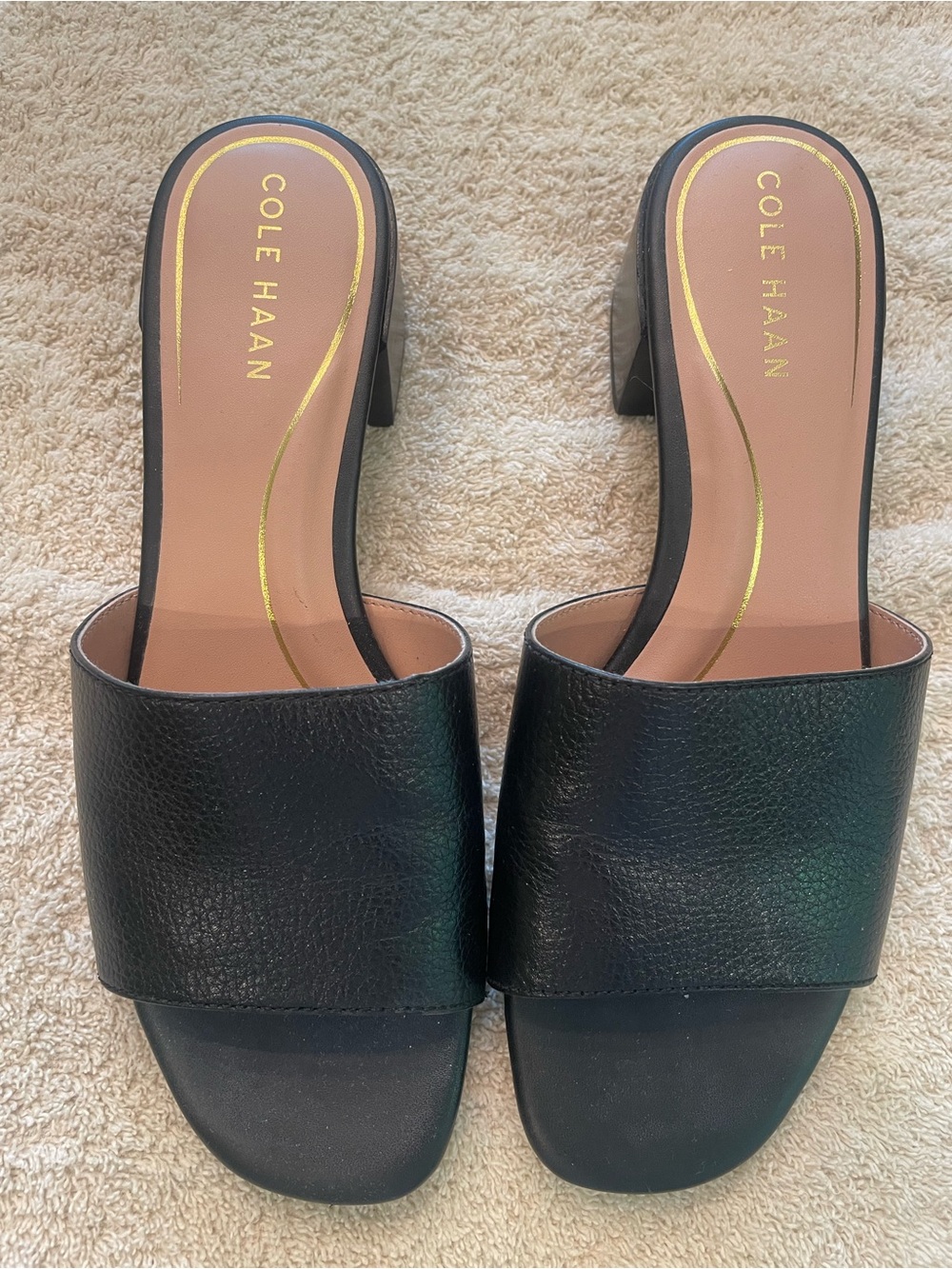 Cole Haan Black Leather Slip-On Mules